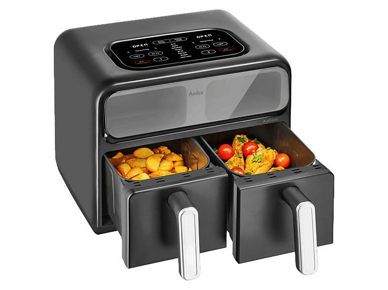 Air Fryer Frytkownica beztłuszczowa AMICA AFM 7020 8l z podwójnym koszem z okienkiem do obserwacji postępów