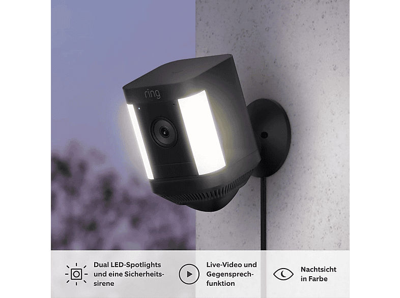 ring Spotlight Cam Plus, Überwachungskamera (Anzahl Kameras: 1, für Außen, Nachtsichtfunktion, HD, Schwarz) — Foto 2 von 5