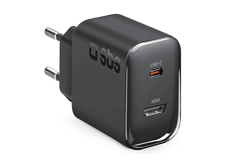 Caricabatteria SBS Caricatore con porta Hdmi, 65W, Nero