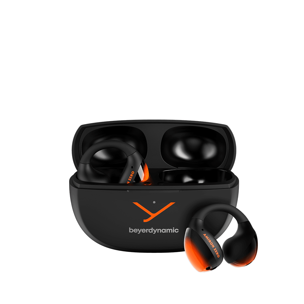 BEYERDYNAMIC Amiron Zero TWS vezeték nélküli nyitott sport fülhallgató mikrofonnal, fekete-narancssárga (232152)