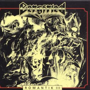 Albumcover: Schwarzer Hintergrund, gelbe Figuren. Bandname 'Bergfried' oben. 'Romantik III' unten. Figuren in einer Szene.