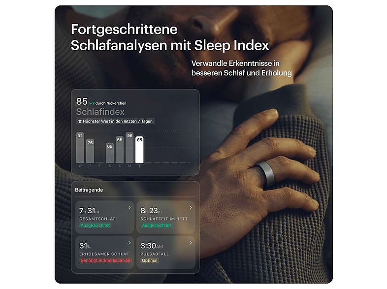 Thumbnail - ULTRAHUMAN Ring AIR – Schlaf- und Fitness-Tracker, Smart für Frauen Männer, Raw Titanium (Größe 9) Smartring