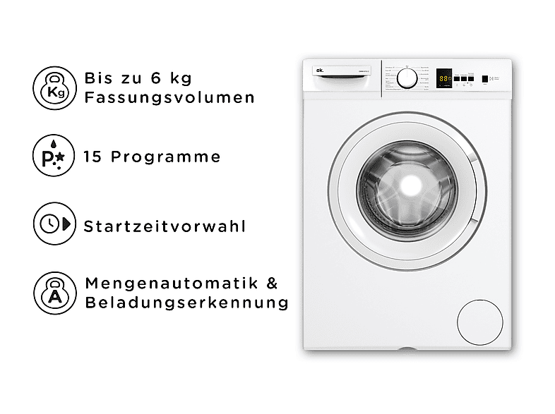 OK. OWM 6112 C T Waschmaschine (6 kg, 1000 U/Min., C, Drain Pump Filter)