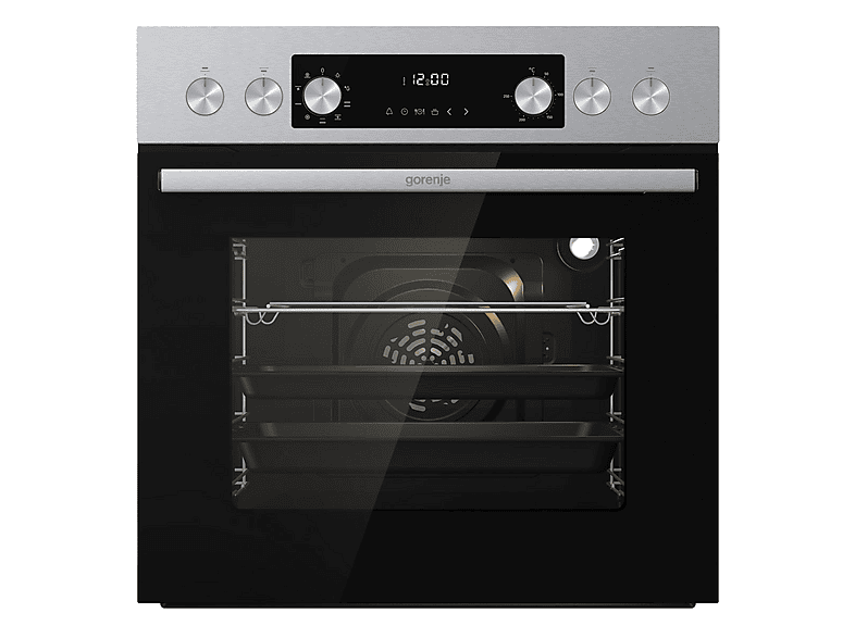 GORENJE Steel Heißluft Set (Einbauherd BCA6737AO5X und Kochfeld ECDA643SC) , Einbauherdset (Glaskeramik, A, 73 l)