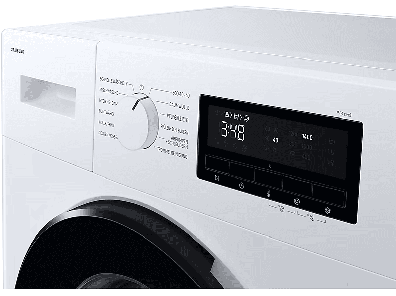 Samsung 9 kg SLIM Waschmaschine WW3000FM mit Hygiene-Dampfprogramm, EEK: A