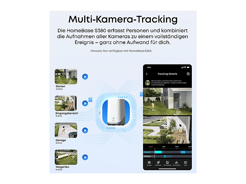 Anker Eufy eufyCam S4 2-Cam Kit (inkl. HomeBASE S380), Überwachungskamera (Anzahl Kameras: 2, für Außen, Nachtsichtfunktion, Akkubetrieb, Neigbar, rotierbar, Schwenkbar, Weiß) — Foto 4 von 5
