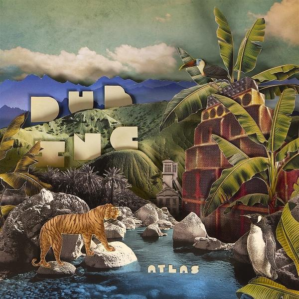 Collage eines Tigers, Pinguins, Tukan und Gebäudes in einer Dschungelszene. Das Wort "DUB INC" ist sichtbar.