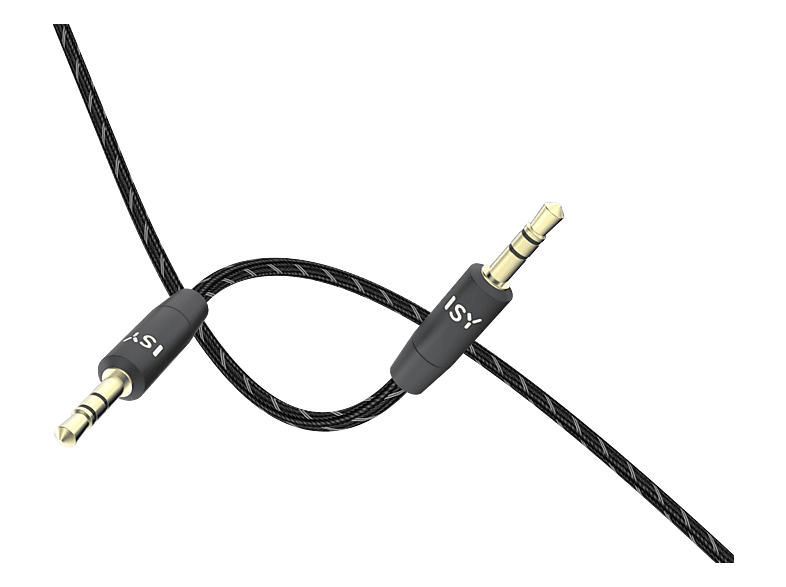 Cable audio - ISY IAU-1000, 1.5m, Jack de 3,5 mm, Macho a macho, Negro
