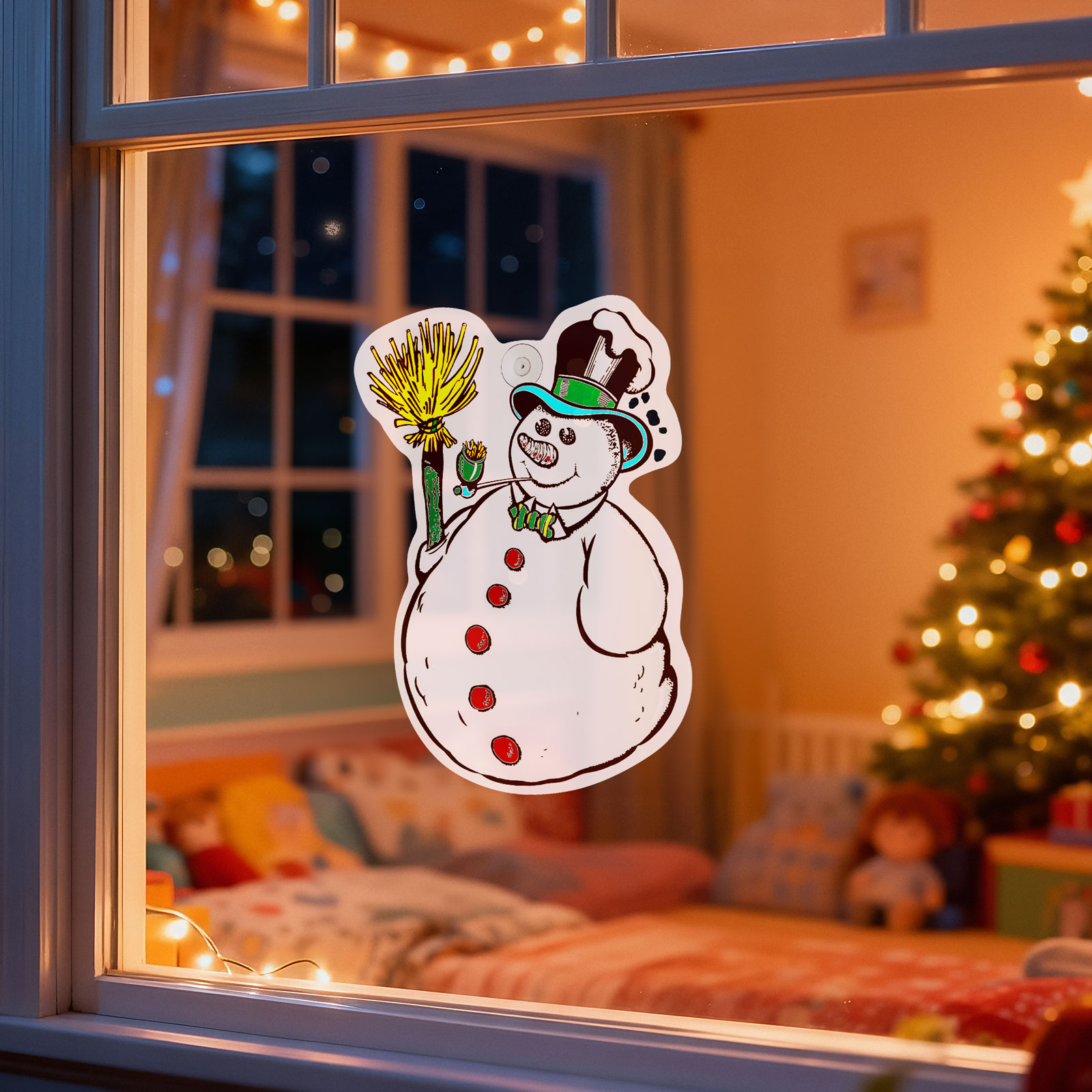 @HOME-XMAS Karácsonyi ablakdekoráció, hóember, tapadókorongos, 30 x 29 cm (59736B)