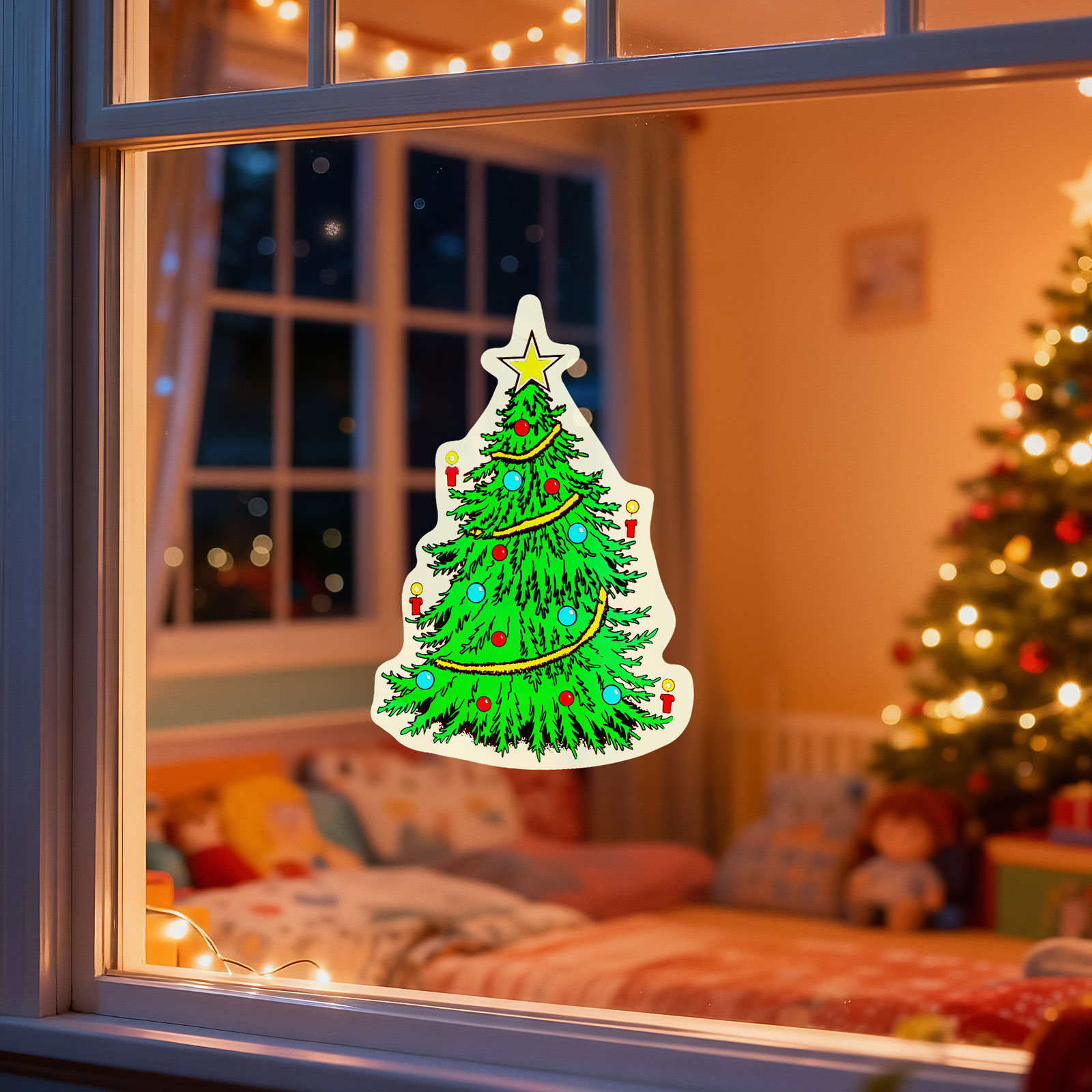 @HOME-XMAS Karácsonyi ablakdekoráció, karácsonyfa, tapadókorongos, 30 x 29 cm (59736C)