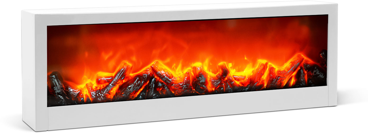 BEWELLO Kandalló LED-es lánghatással, fehér, 3 x C elem / USB, 60 10 20 cm (BW2015WH)