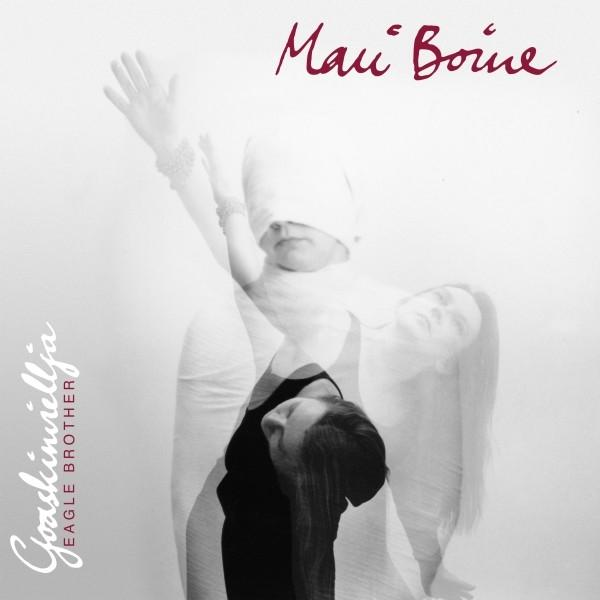 Das Bild zeigt überlagerte Figuren in Schwarzweiß. Text sagt "Maui Borne" in Rot und "Goashinrellja Eagle Brother".