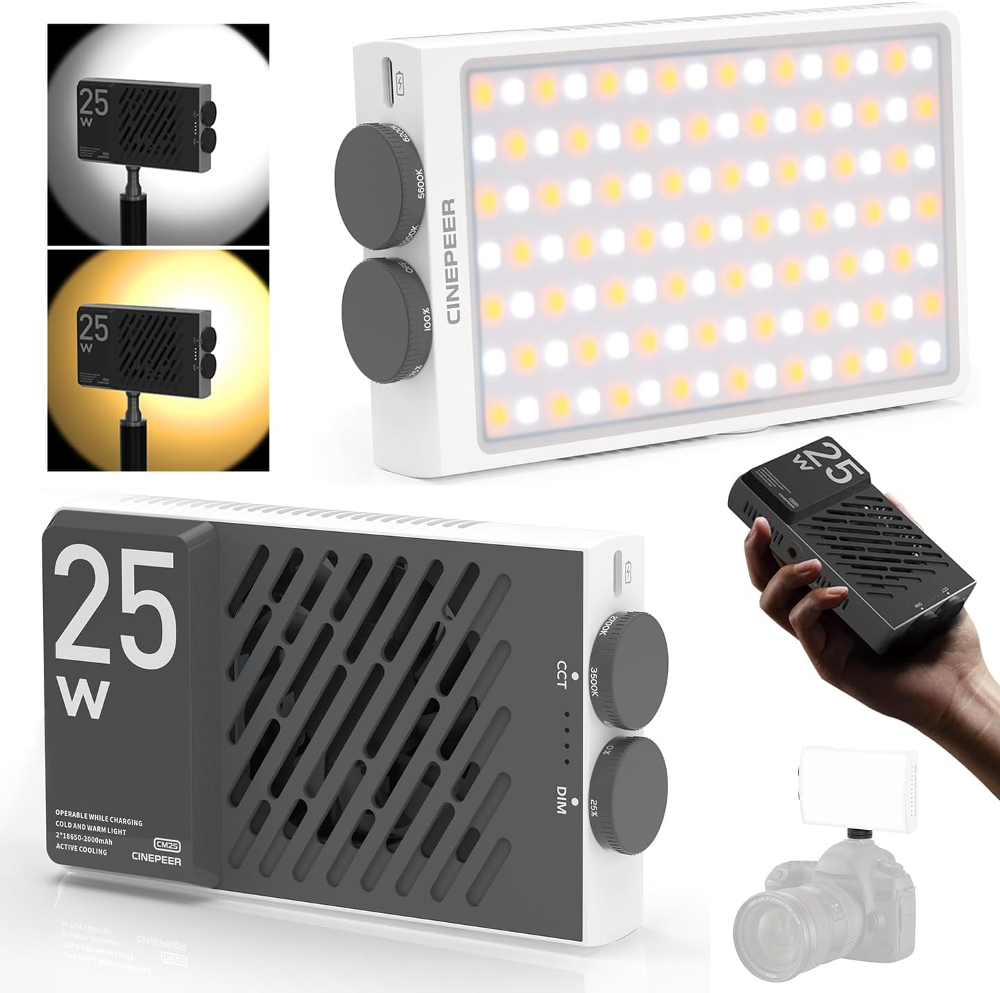 ZHIYUN Cinepeer CM25 25 W LED Işık Bicolor 2700K-6500K Fiyat