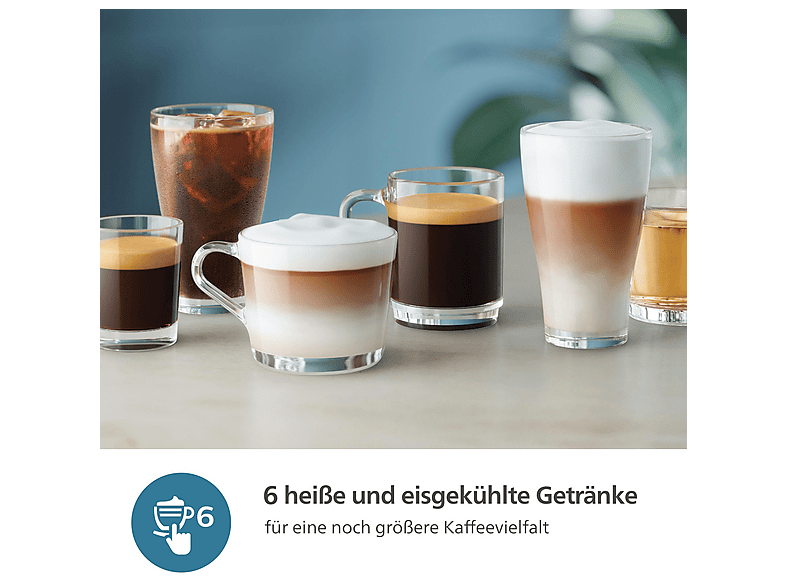 Thumbnail - PHILIPS EP3343/50 Serie 3300 LatteGo 5 Kaffeespezialitäten Kaffeevollautomat Weiss, Klavierlack-Schwarze Arena, Edelstah...