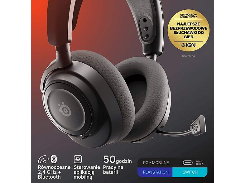 Słuchawki STEELSERIES Arctis Nova 7 Gen 2 Bezprzewodowe, Nauszne, Dźwięk przestrzenny Czarny – zdjęcie 2