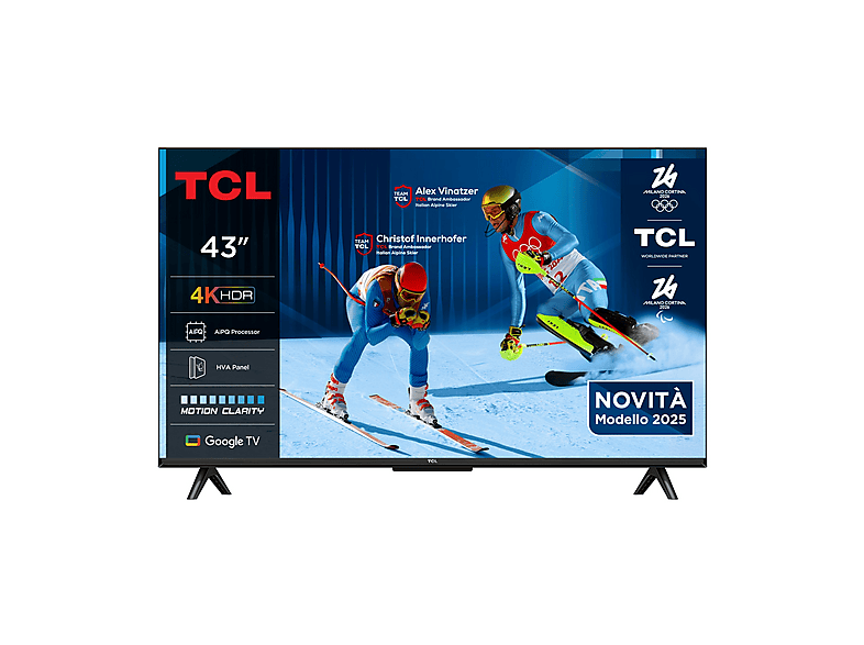 TCL 43P6K TV LED, SMART TV, 43 ", Processore AiPQ, Black, Classe F