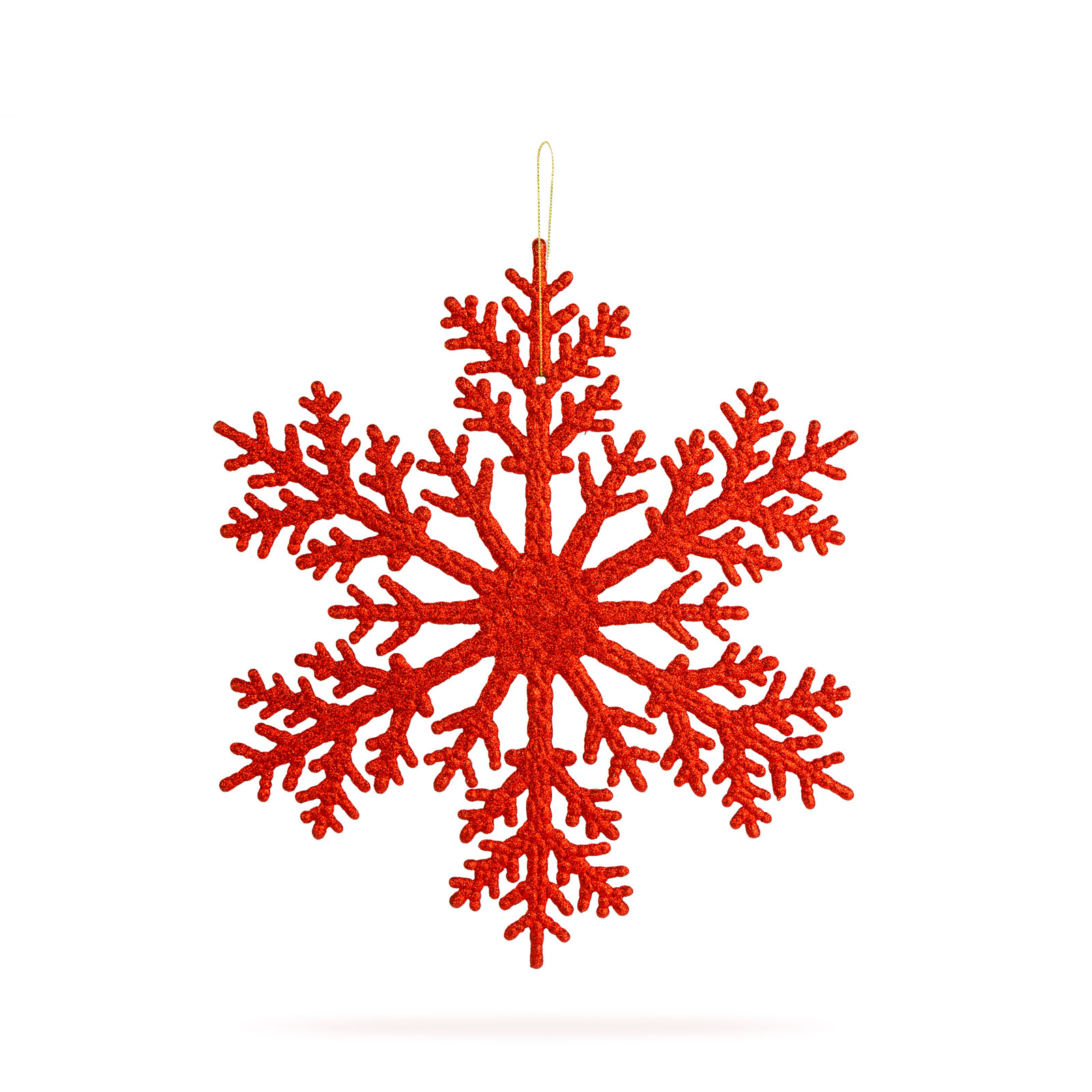 @HOME-XMAS Karácsonyi dekoráció, jégkristály, glitteres piros, akasztható, 31 cm (59704C)