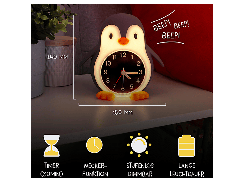 Thumbnail - MEGALIGHT Poppy Penguin Wecker + Nachtlicht