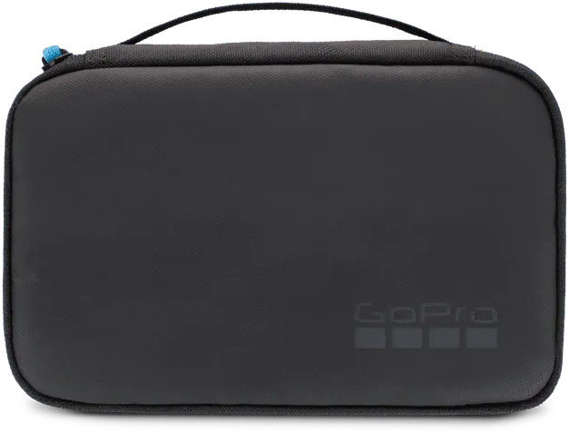 Eine schwarze GoPro-Tragetasche mit Griff. Das GoPro-Logo befindet sich unten rechts.
