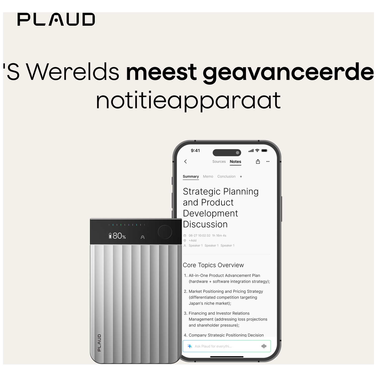 L'image montre un appareil avec un écran affichant des notes et un appareil métallique avec un écran indiquant le pourcentage de batterie.