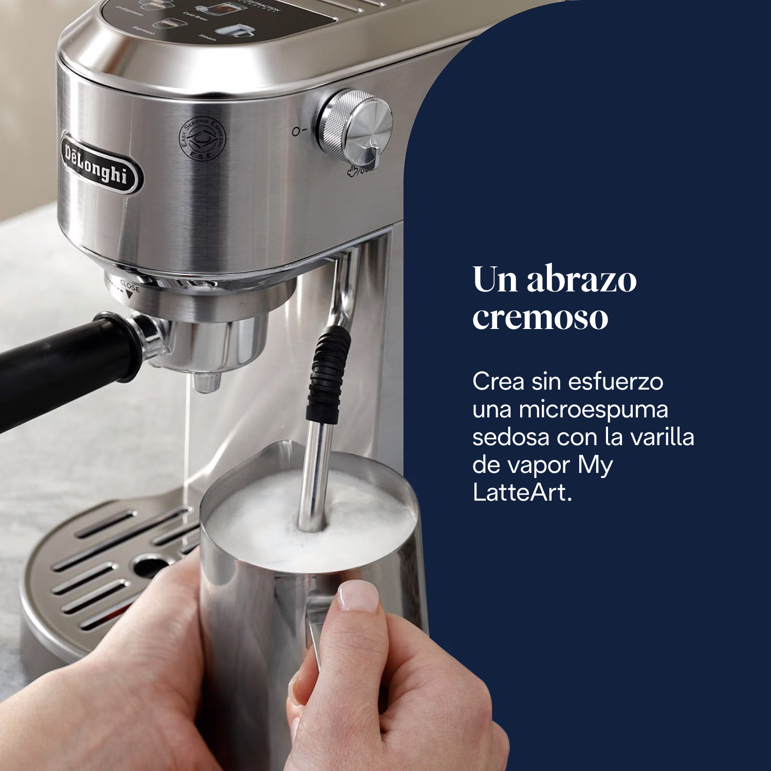 Un abrazo cremoso Crea sin esfuerzo una microespuma sedosa con la varilla de vapor My LatteArt.