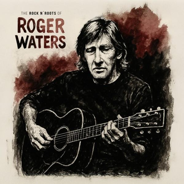 Roger Waters gitározik. Album borítója, a "The Rock n' Roots of Roger Waters" felirattal és sötét háttérrel.