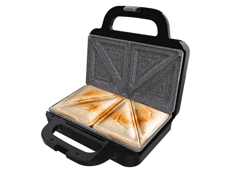 Sandwichera - Cecotec Rock'nToast Deep Classic, 1000W, Capacidad 2 sándwiches, Revestimiento RockStone, Placas triangulares, Acero inoxidable, Plata