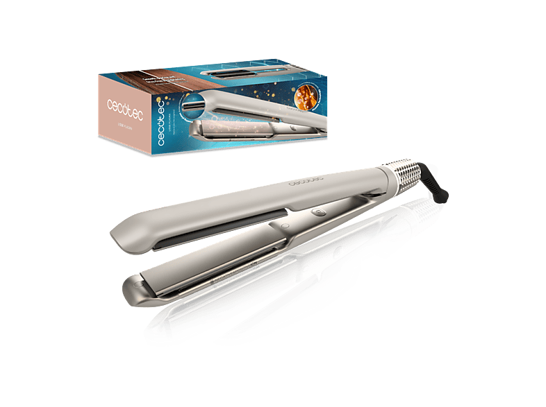 Plancha de pelo - Cecotec Lisse Plasma, Placas flotantes 3D, Tecnología plasma, Temperatura regulable, Revestimiento cerámica, Plata