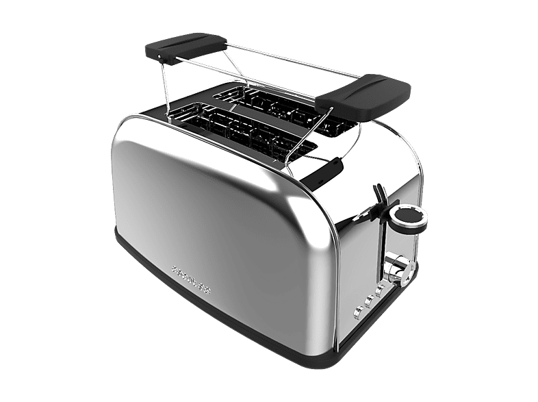Tostadora - Cecotec Toastin' time 850 Inox, Tostador con ranura ancha, 850W, Soporte, 7 niveles, Recalentar, Descongelar, Acero inoxidable, Plata