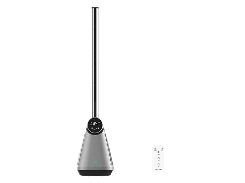 Ventilador de torre - Cecotec EnergySilence 9890 Skyline Bladeless Dark, 50W, LED Display, Control táctil y remoto, Temporizador 15h, Silencioso, Gris