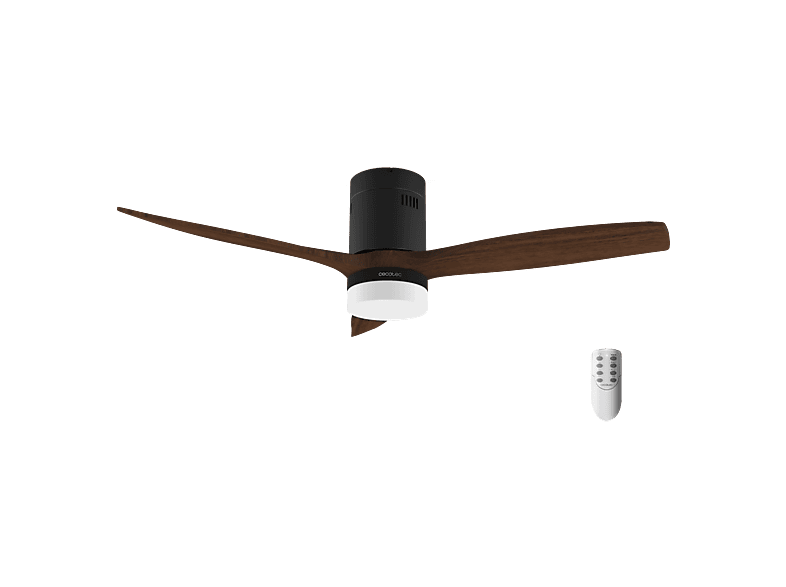 Ventilador de techo - Cecotec EnergySilence Aero 5600 Classic Black, 132 cm, Motor DC, Mando a distancia, 6 velocidades, Aspas madera, Multicolor