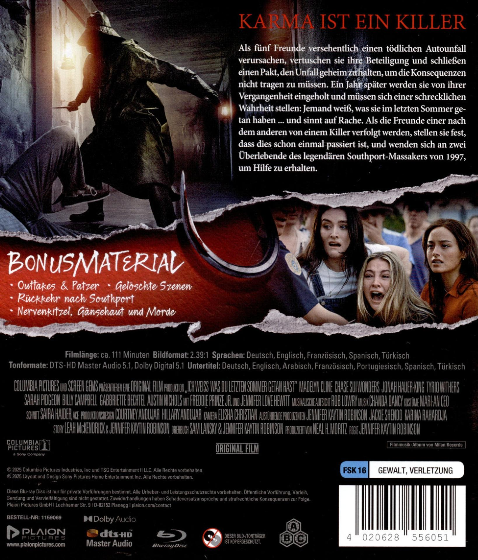 Filmcover. Titel: Karma ist ein Killer. Zeigt eine Gruppe junger Leute, Text und Blu-ray-Informationen.