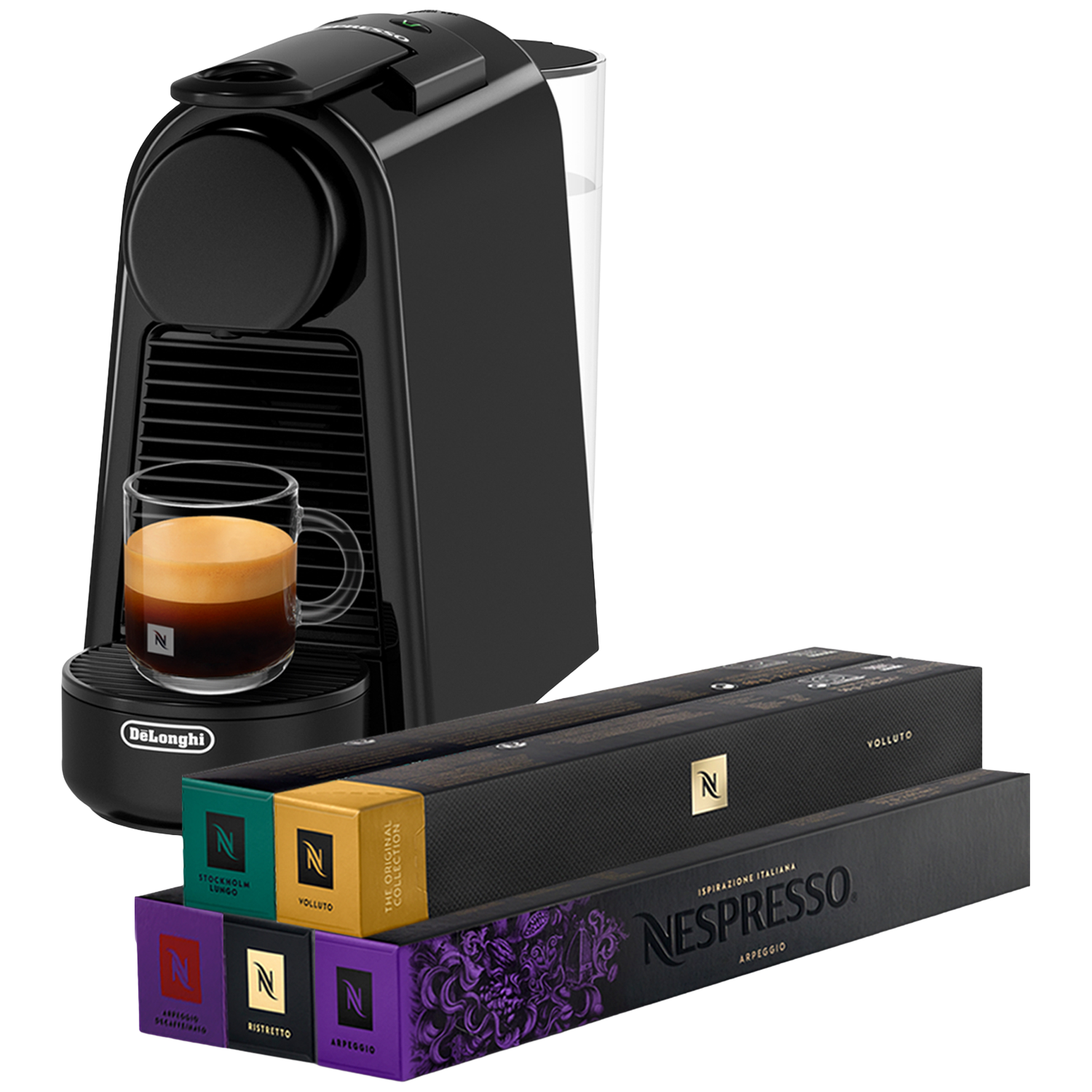 De Longhi Nespresso Essenza Mini En85.b + 5 Sleeves - Capsulemachine Met Pad- Of Capsulesysteem Zwart