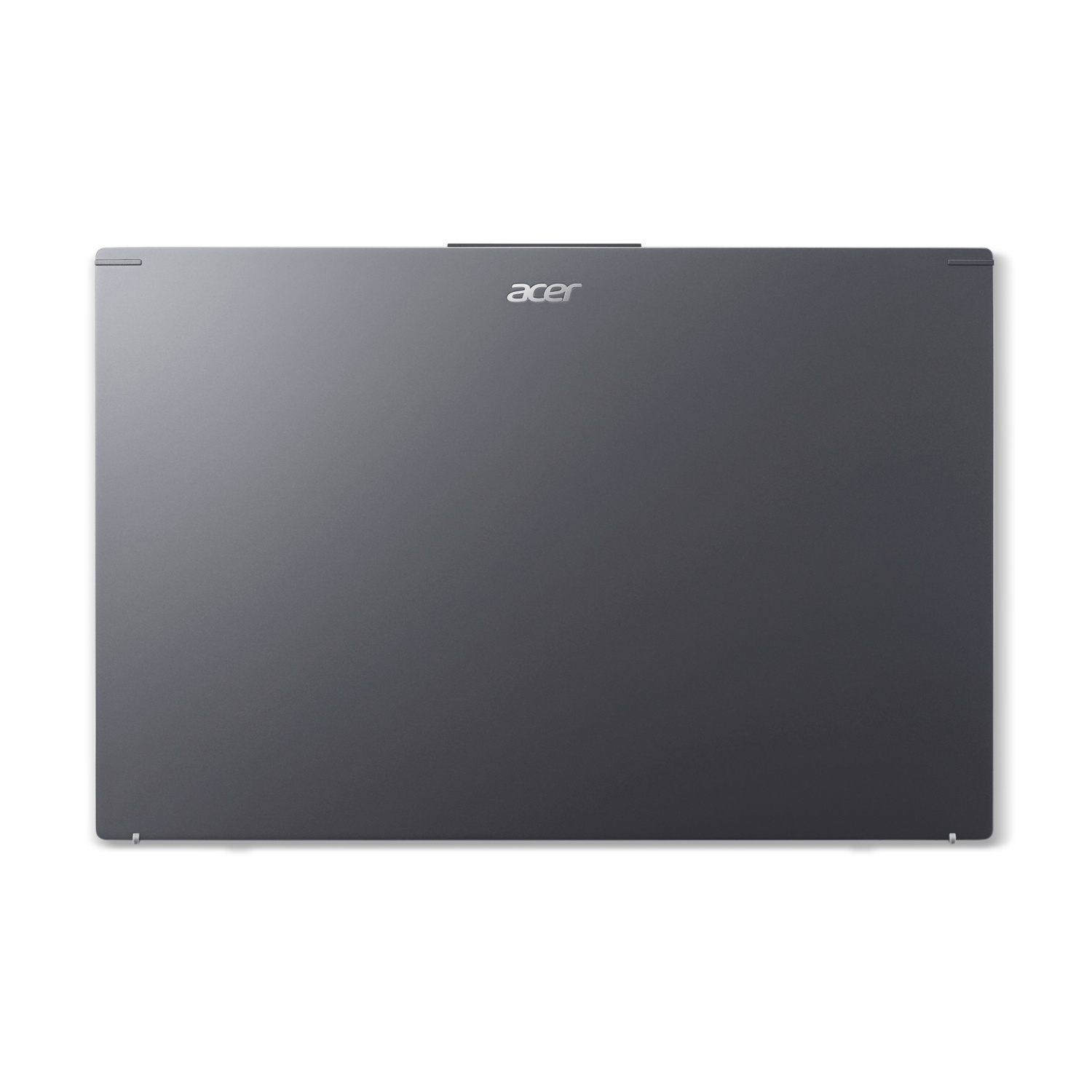 Un laptop Acer grigio su sfondo bianco. Il logo Acer è visibile. Il laptop è chiuso.