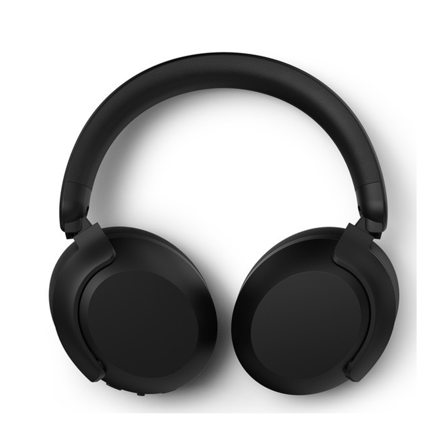 Cuffie nere su sfondo bianco. Le cuffie hanno un design over-ear con archetto e padiglioni imbottiti.