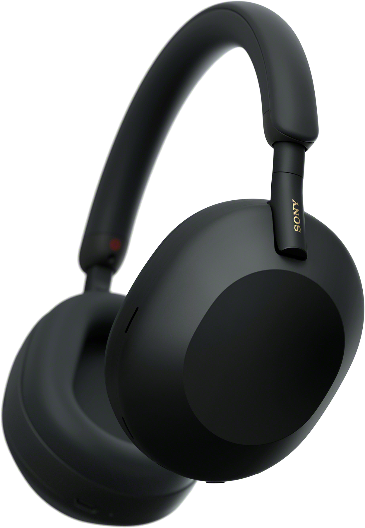 Fekete Sony fejhallgató. A dizájn elegáns, ívelt fejpánttal és nagy fülkagylókkal. A Sony logó látható.
