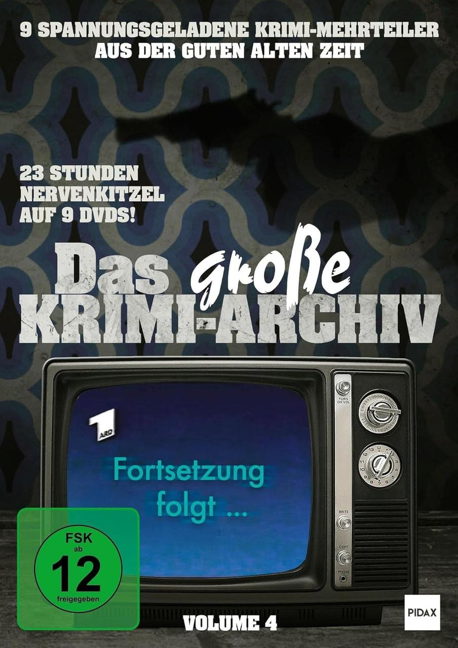 DVD-Cover. Ein alter Fernseher zeigt 'Fortsetzung folgt...'. Text: 'Das große Krimi-Archiv'. Grüner Kreis: 'FSK ab 12'.