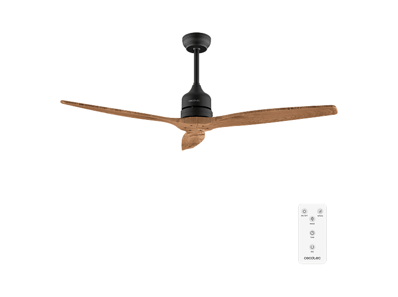 REACONDICIONADO Seminuevo Muy bueno Ventilador de techo - Cecotec EnergySilence Aero 5270 DarkWood, 132 cm, 40 W, Motor DC, Doble altura, Mando