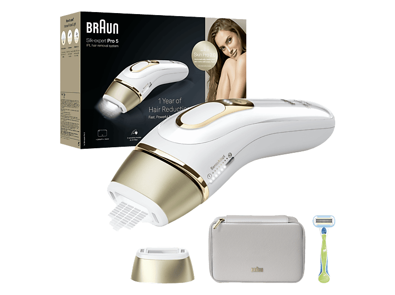 Depiladora IPL- Braun Luz Pulsada Silk-expert Pro 5 PL5052, Reducción Permanente Vello Visible, Skin 2.0, 1 Cabezal estándar