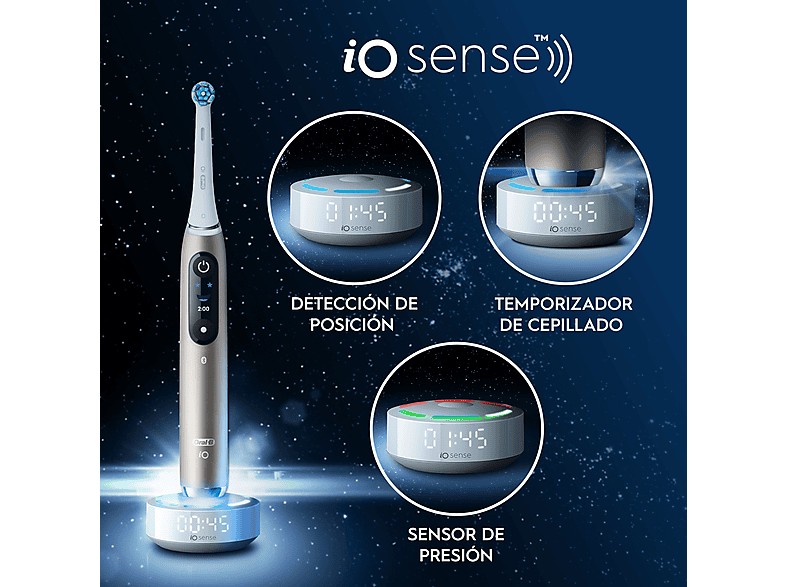 Cepillo eléctrico - Oral-B iO 10 Ultimate, Guía tiempo real 3D con app, 7 Modos, Sensor de presión, 1 Cabezal, Estuche viaje carga, Eclipse Gold – imagen 2