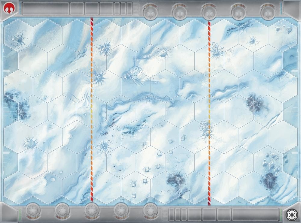 Plansza do gry z niebieską, sześciokątną powierzchnią, czerwonymi liniami i metalową ramą.