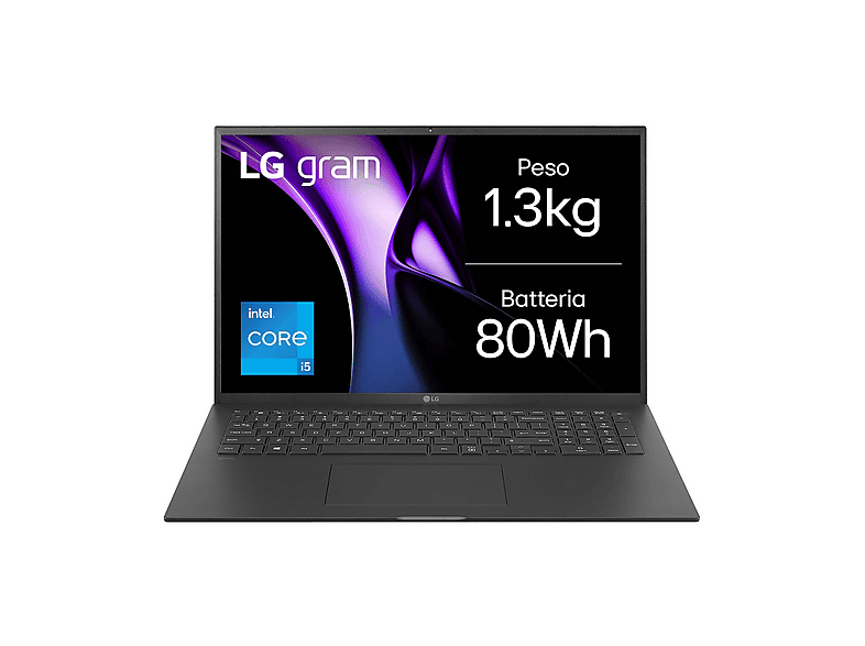 LG Gram 17Z90RU-G NOTEBOOK, 17 '', processore Intel® Core I5 1334U, Intel®, RAM 16 GB, 1000 GB SSD, Black, Windows 11 Home