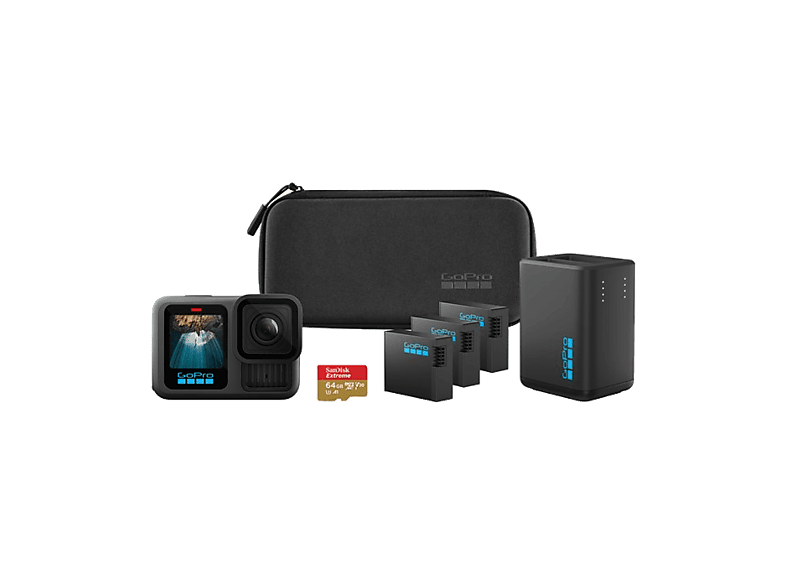 Cámara deportiva - Pack GoPro Hero 13 Black Power Bundle, HyperSmooth 6.0, 5.3 K, 27MP, Autonomía 2.5 h, HDR, Sumergible 10m, Cámara lenta, Negro