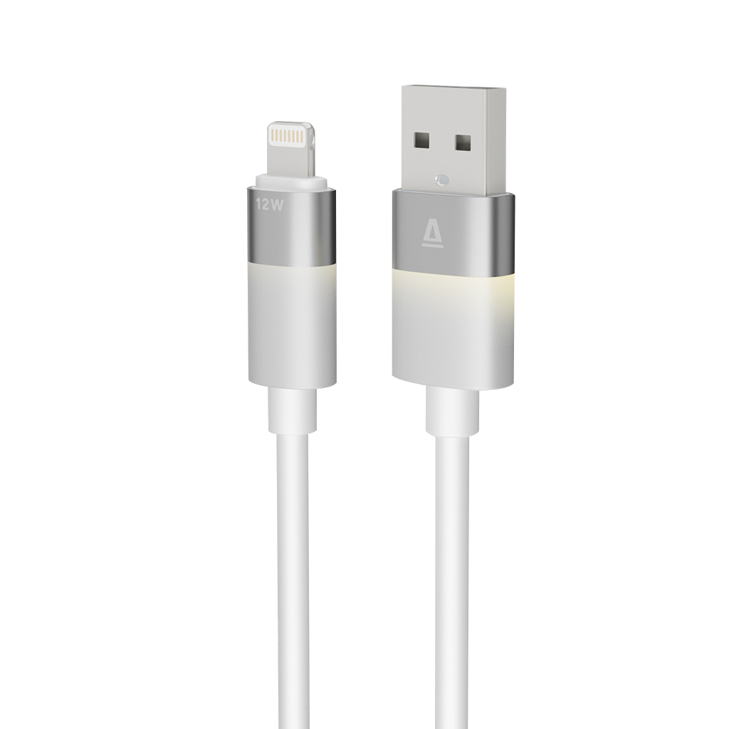 AVAX GLOWY Töltőkábel, USB-A - Lightning, 1m, fehér (CB310)