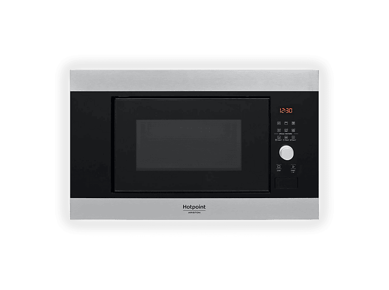 Hotpoint Mf20G Ix Ha Microonde Incasso, Potenza Microonde 800 W, Capacità 20 L, 6 Livelli Di Potenza, Funzione Grill 1000 Inox