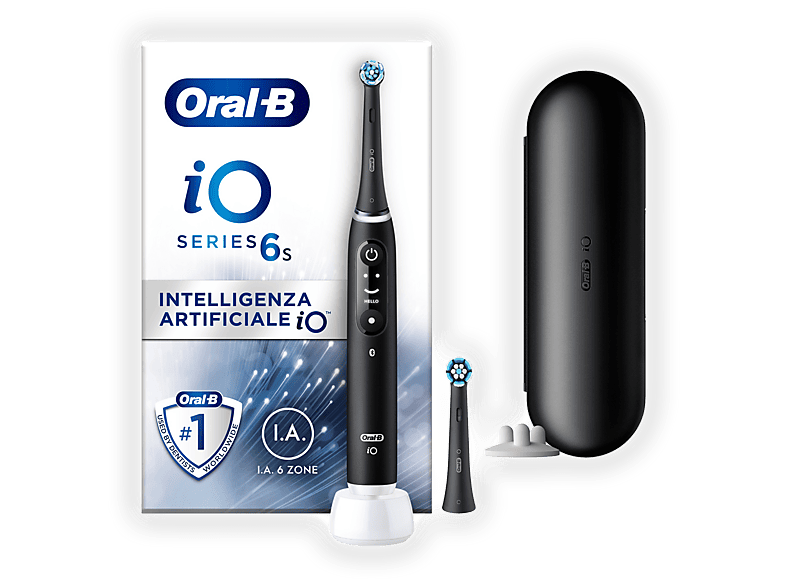 Spazzolino elettrico Oral-B iO Series 6S, 5 programmi, 1 testina di ricambio, con custodia, Nero