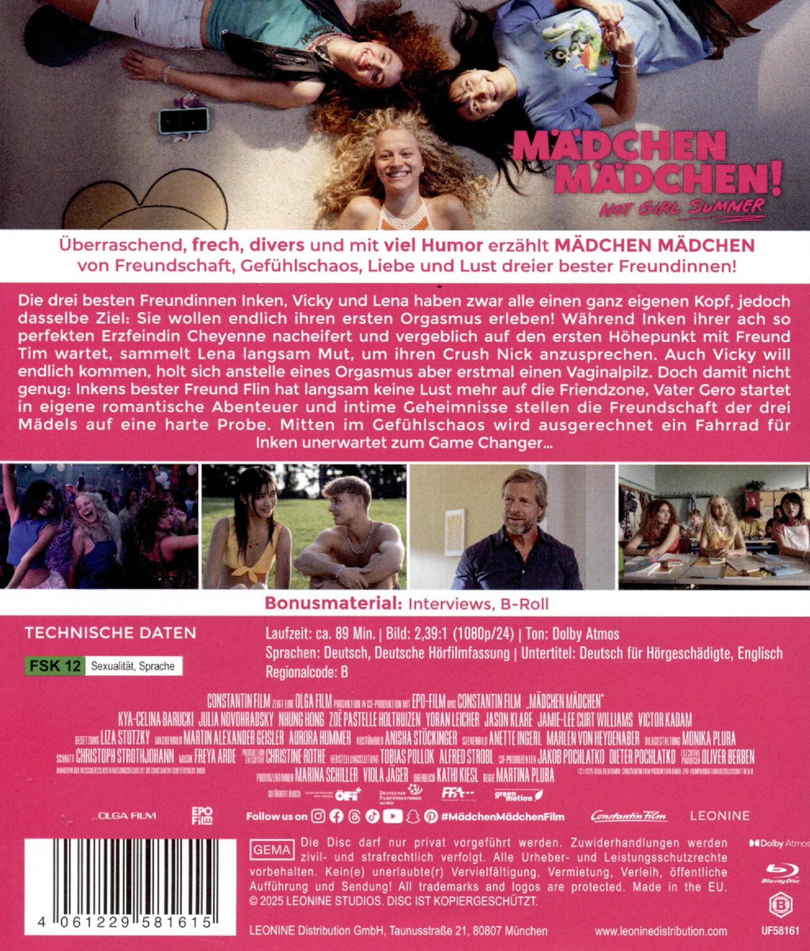 Filmposter 'Mädchen Mädchen' mit drei lachenden Mädchen. Text und Logos sind sichtbar.