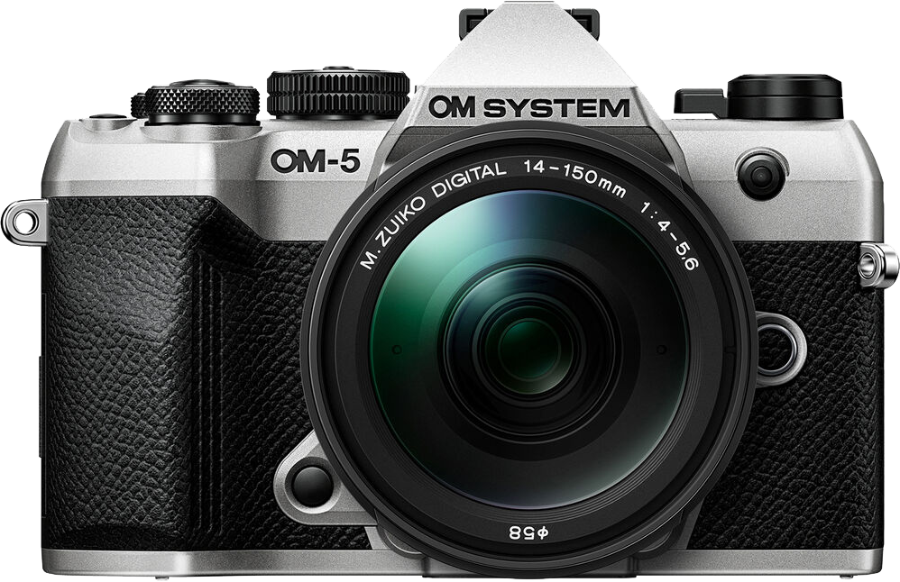 OM SYSTEM OM-5 II váz, ezüst + M.Zuiko Digital 14-150mm F4-5.6 objektív, fekete, kit