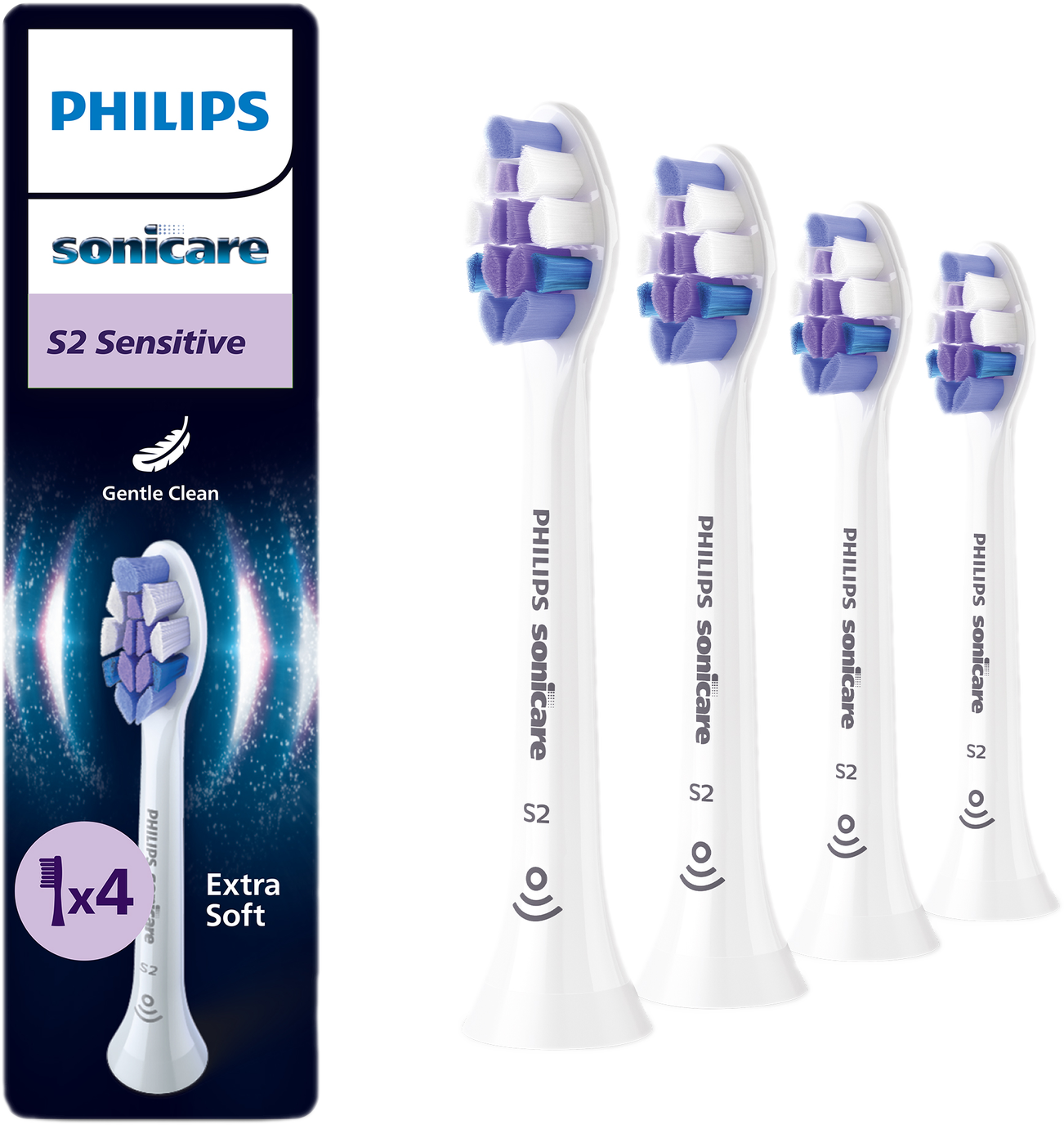 Philips Sonicare 4 Sensitive Opzetborstels Hx6054/87 Opzet Borstels Wit