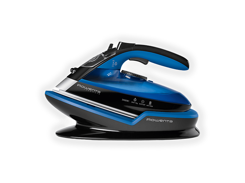 FERRO A VAPORE ROWENTA DE5010, 2400 w, Colpo vapore 120 g/min, Serbatoio 0,25 l, Piastra Microsteam 400 Laser, Spegnimento automatico, Tecnologia senza filo, Nero & Blu